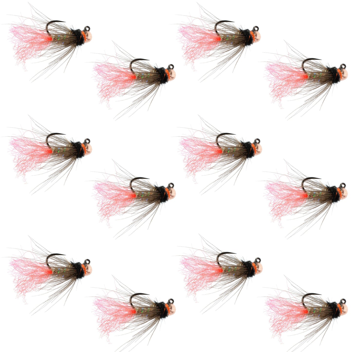 Premium Tungsten Bead Tactical Czech Nymph Flies - 12 Pack Size 16 - Korvel