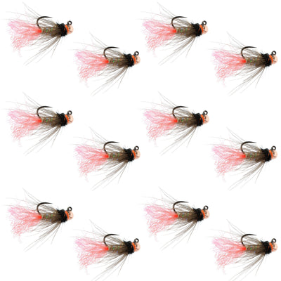 Premium Tungsten Bead Tactical Czech Nymph Flies - 12 Pack Size 16 - Korvel