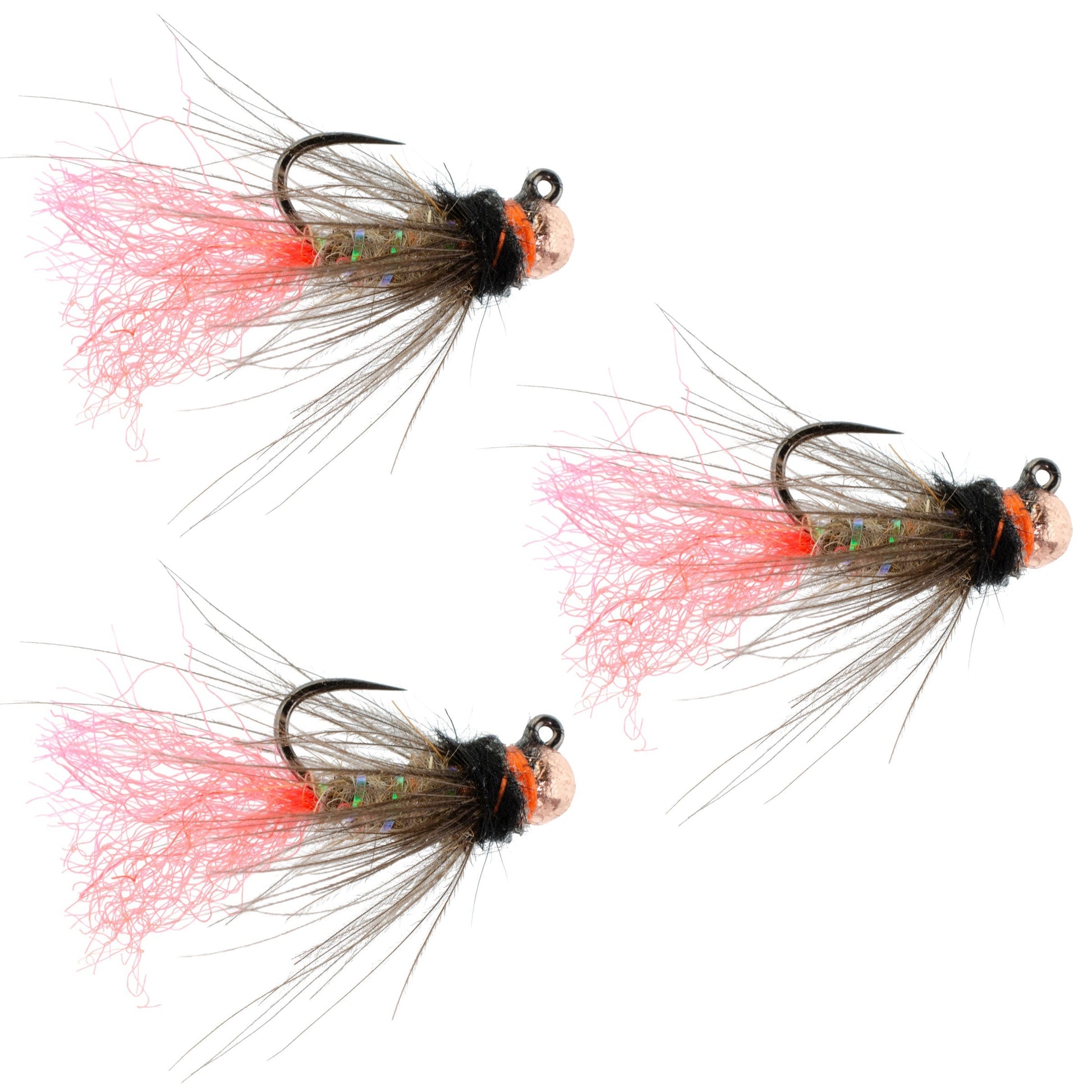 3-Pack Tactical Tungsten Bead Jig Flies - Size 16 for Euro Nymphing - Korvel