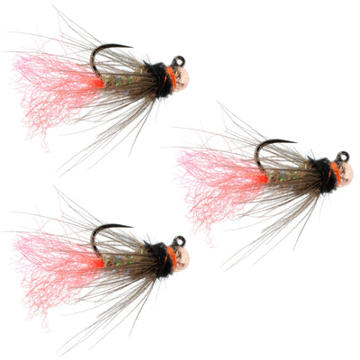 3-Pack Tactical Tungsten Bead Jig Flies - Size 16 for Euro Nymphing - Korvel