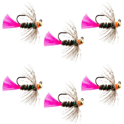 Premium Tungsten Bead Tactical Blow Torch Nymph Flies - Set of 6 Size 12 - Korvel