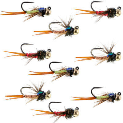 Premium Tactical Tungsten Bead Head Copper John Nymph Fly Collection - 9 Flies in 3 Vibrant Colors, Size 12 - Korvel