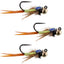 Set of 3 Tactical Tungsten Bead Jigs - Copper John Chartreuse Nymphs (Size 16) - Korvel