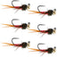 Copper John Tungsten Bead Tactical Jig Flies - Red Czech Nymphs (Size 12, Set of 6) - Korvel