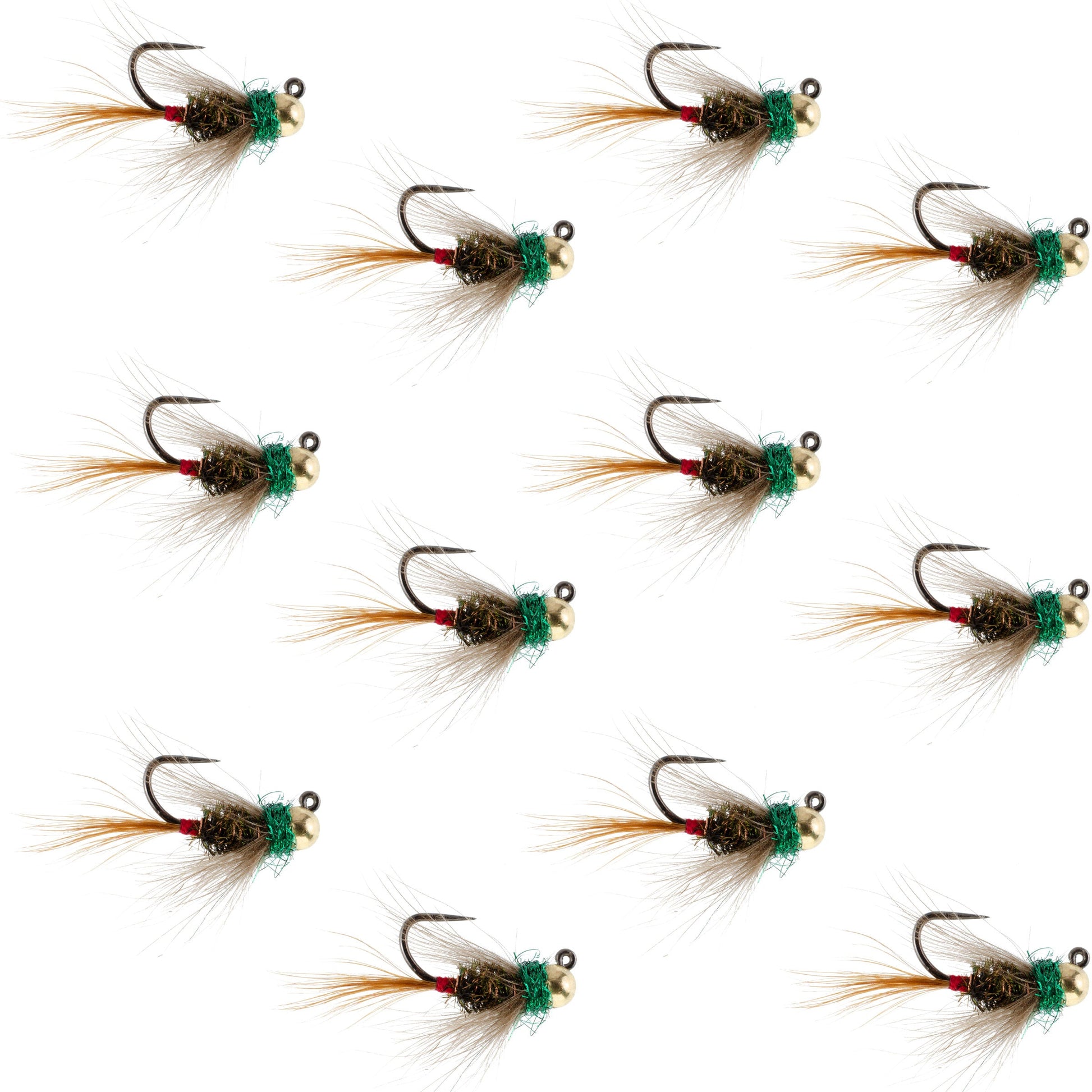 Premium Tungsten Bead Tactical CDC Frenchie Nymphs - 12 Pack Size 12 - Korvel