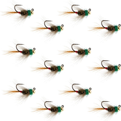 Premium Tungsten Bead Tactical CDC Frenchie Nymphs - 12 Pack Size 12 - Korvel