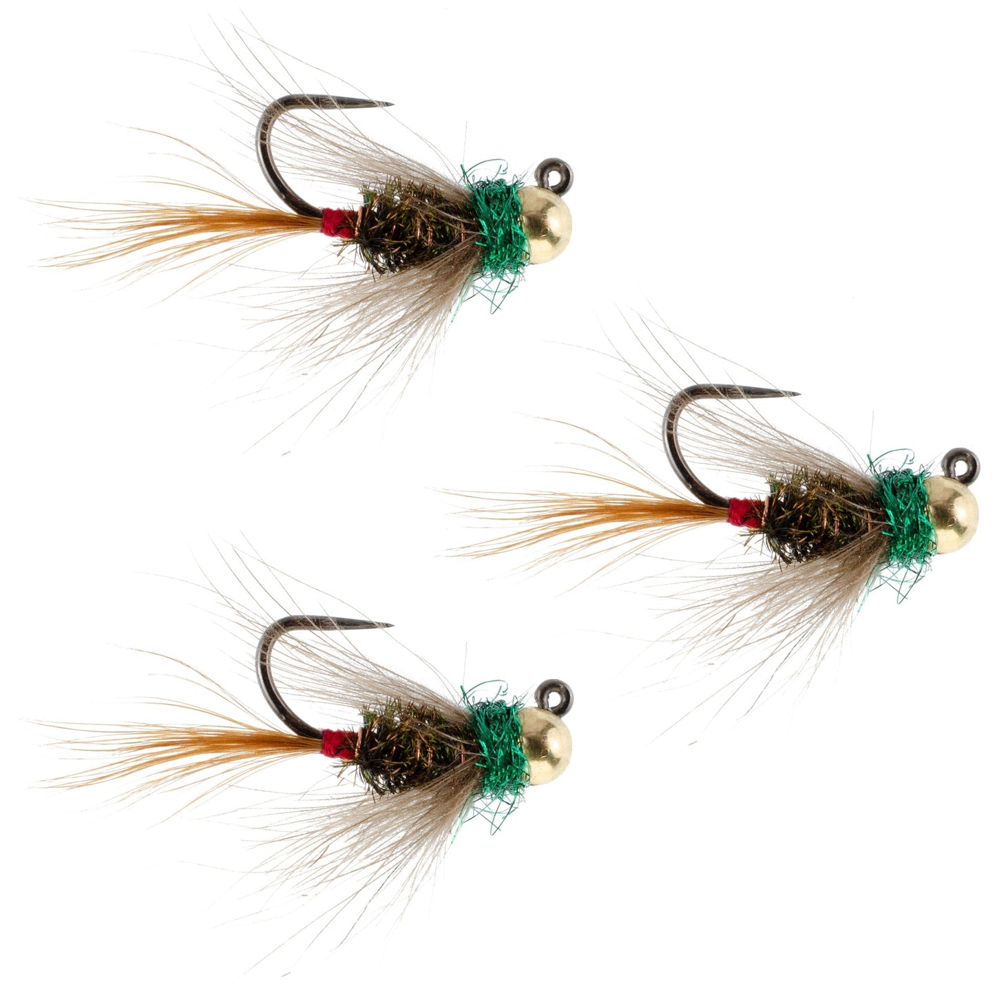 3-Pack Tactical Tungsten Bead Frenchie Nymphs - Size 12 for Euro Nymphing - Korvel