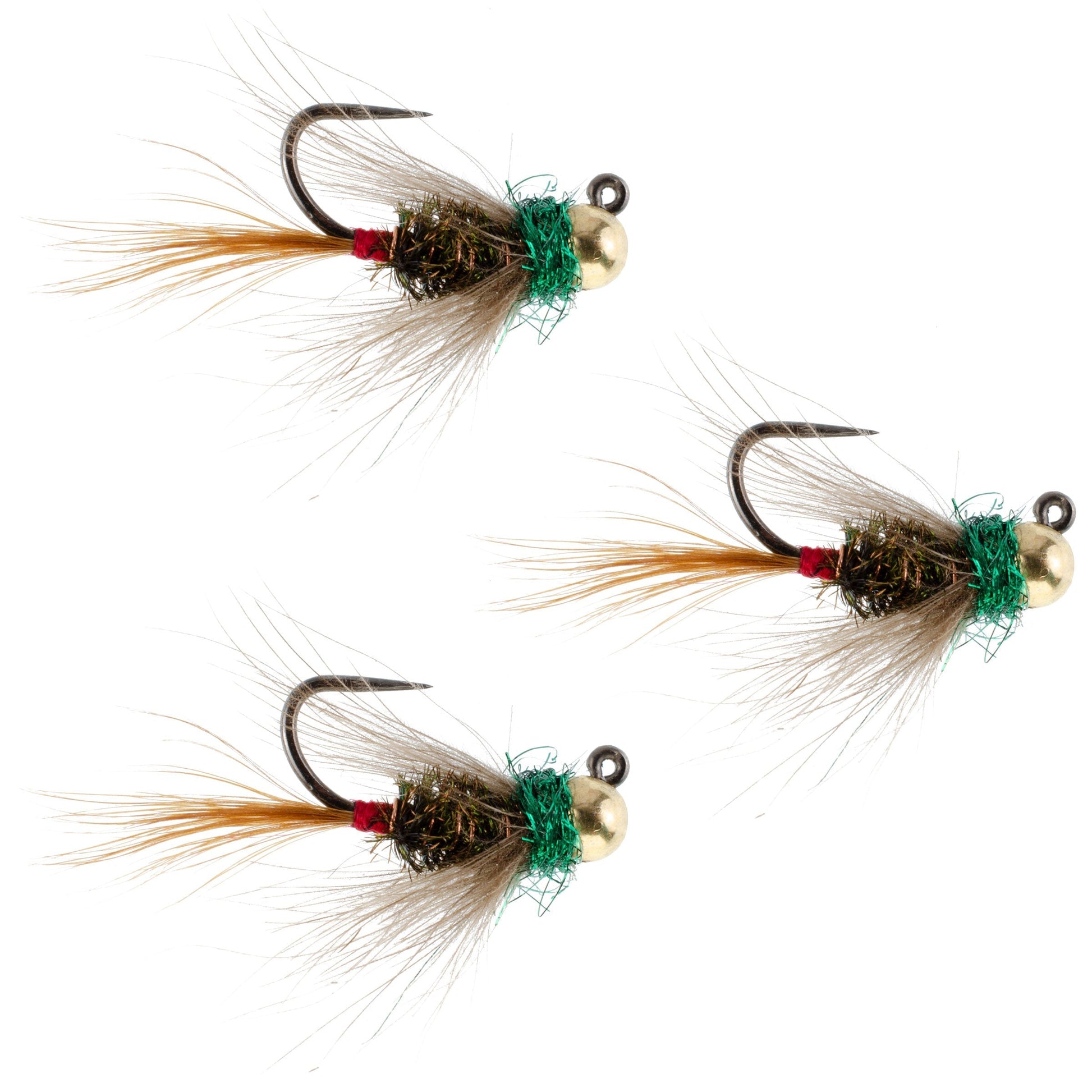 3-Pack Tactical Tungsten Bead Frenchie Nymphs - Size 12 for Euro Nymphing - Korvel