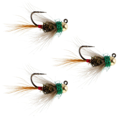 3-Pack Tactical Tungsten Bead Frenchie Nymphs - Size 12 for Euro Nymphing - Korvel