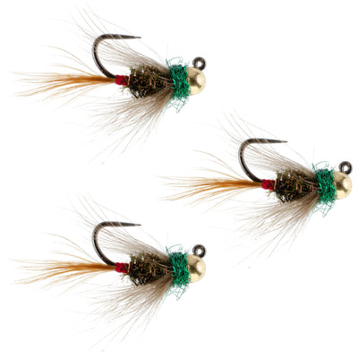 3-Pack Tactical Tungsten Bead Frenchie Nymphs - Size 14 for Euro Nymphing - Korvel