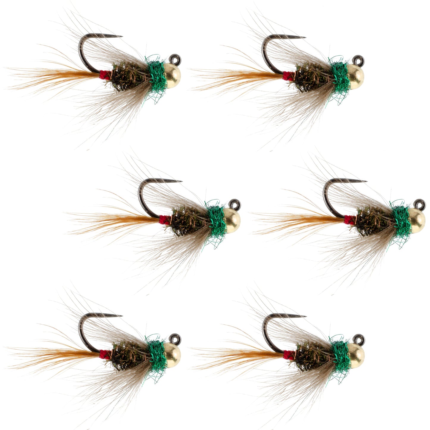 Premium Tungsten Bead Tactical Czech Nymph Flies - 6 Pack Size 12 - Korvel