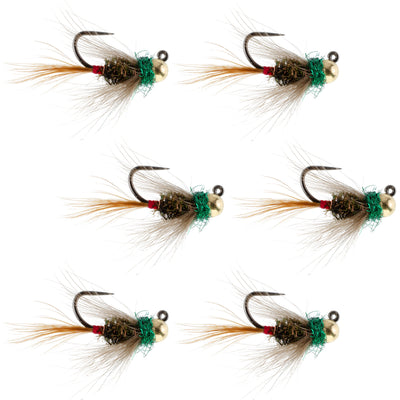 Premium Tungsten Bead Tactical Czech Nymph Flies - 6 Pack Size 12 - Korvel