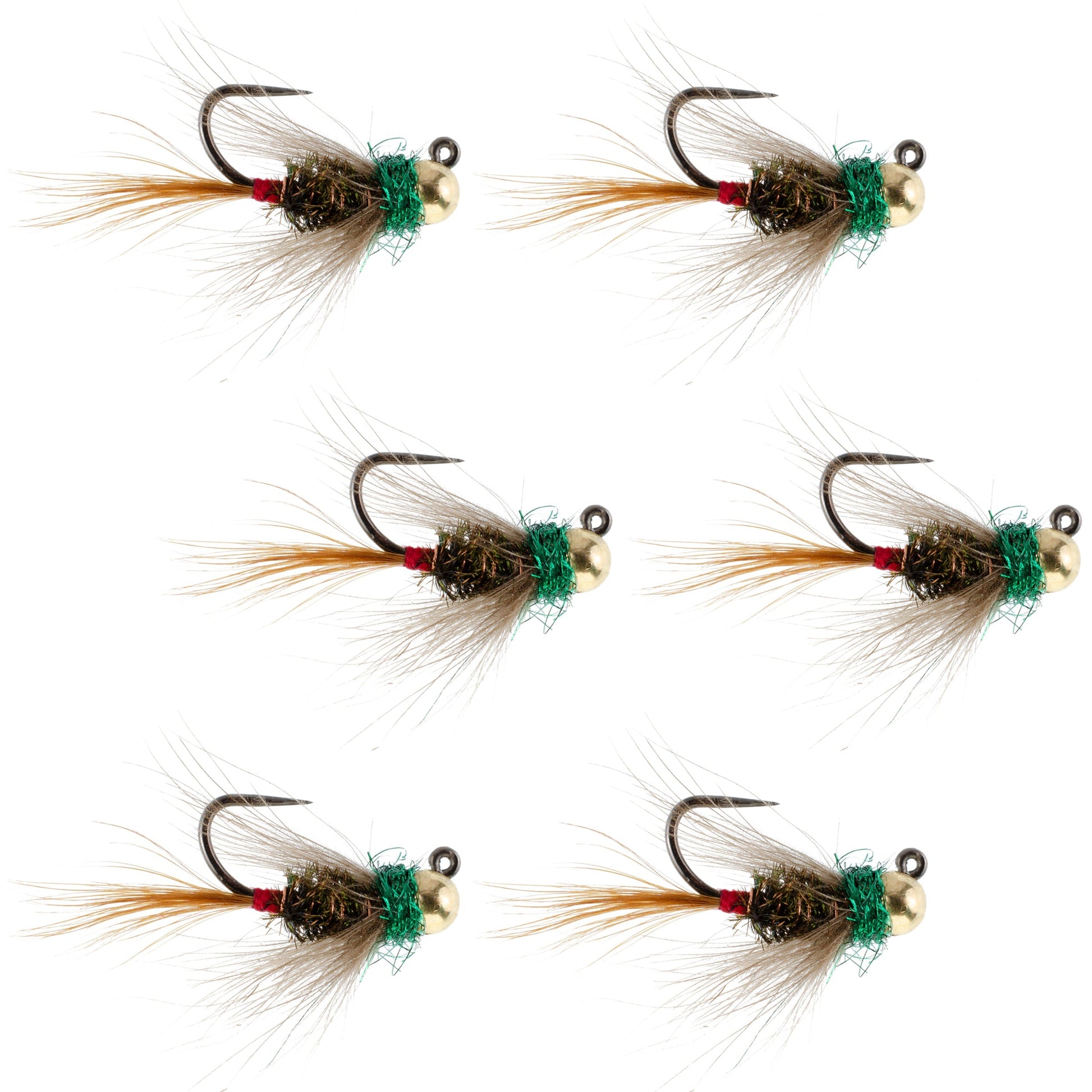 Premium Tungsten Bead Tactical Frenchie Nymph Flies - Size 14 (Set of 6) - Korvel