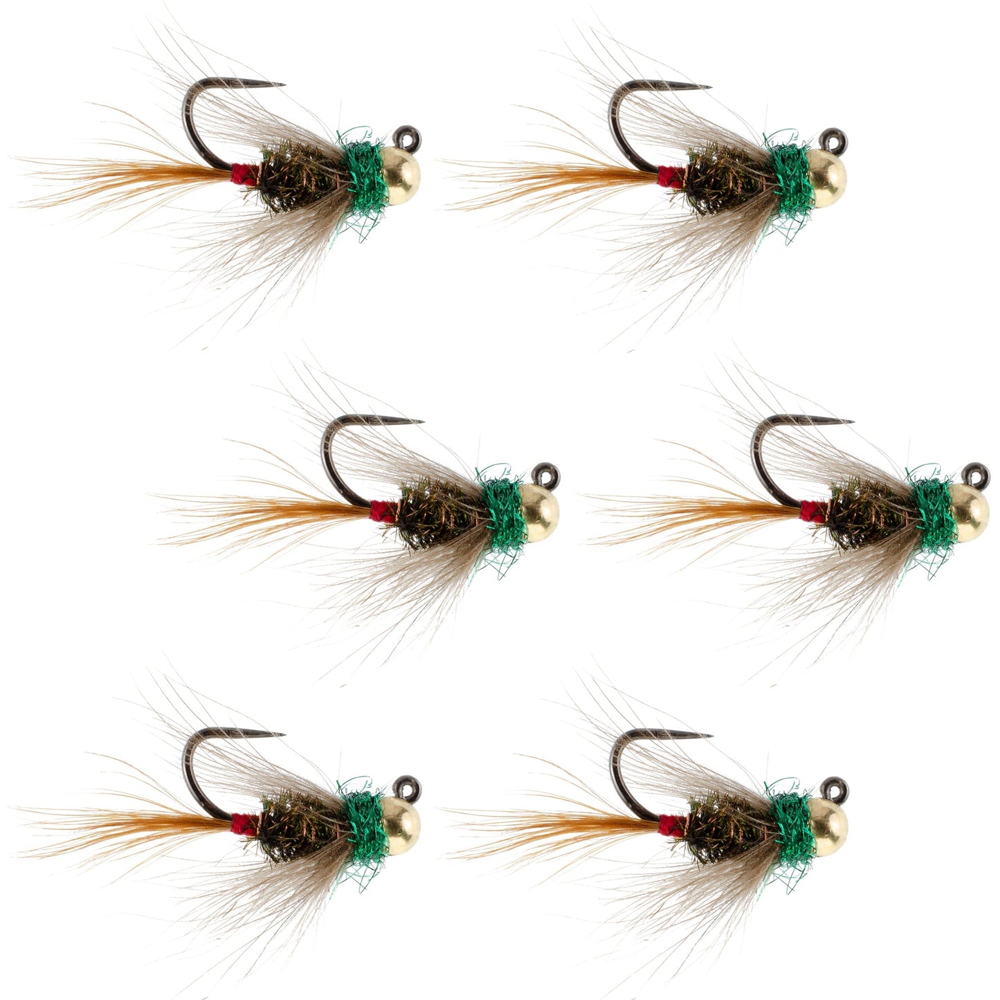 Premium Tungsten Bead Tactical Frenchie Nymphs - 6 Size 16 Flies for Euro Nymphing - Korvel