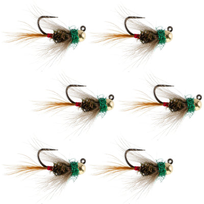 Premium Tungsten Bead Tactical Frenchie Nymphs - 6 Size 16 Flies for Euro Nymphing - Korvel