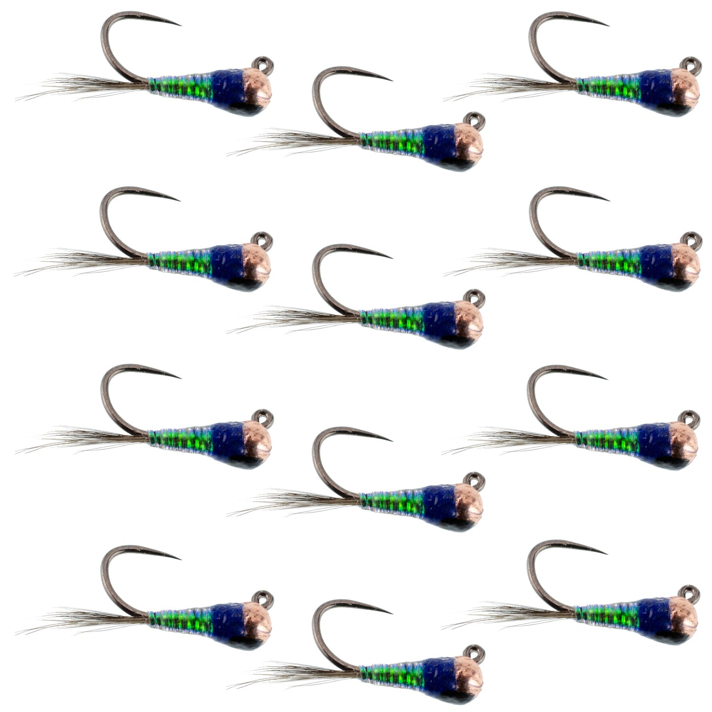 Premium Tungsten Bead Tactical Jig Nymphs - 12 Pack Size 18 for Euro Fishing - Korvel