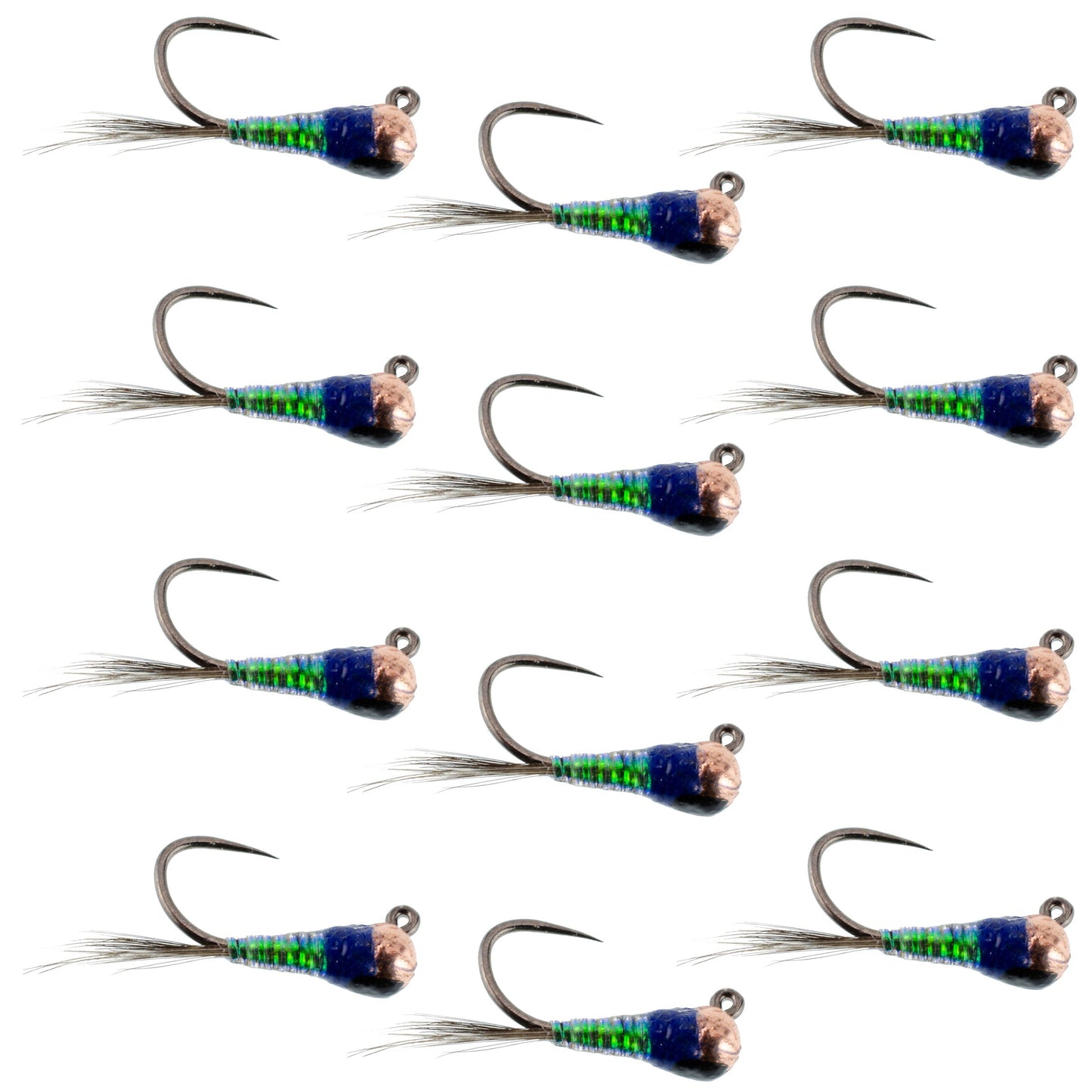 Premium Tungsten Bead Tactical Jig Flies for Euro Nymphing - 12 Pack Size 16 - Korvel