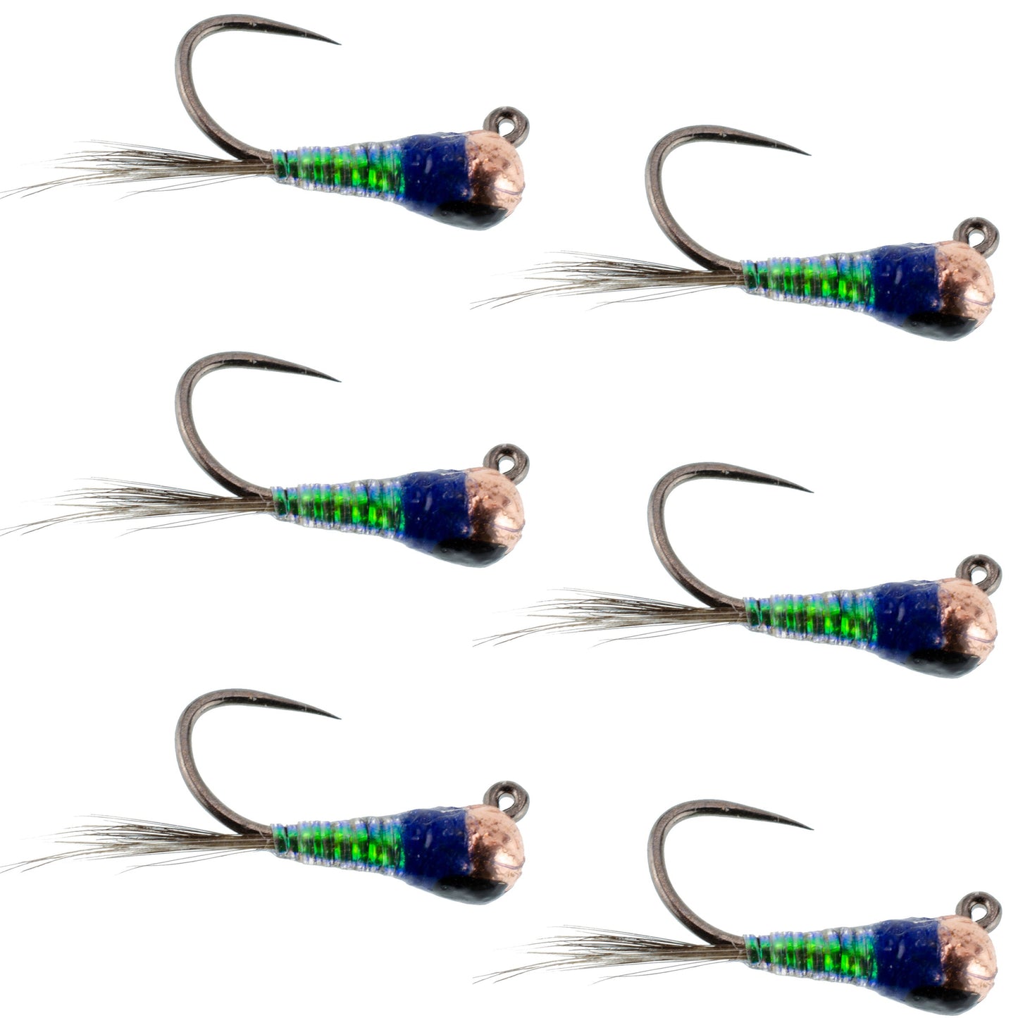 Premium Tungsten Bead Tactical Jig Flies - Spanish Perdigon Nymphs (Size 16, Set of 6) - Korvel