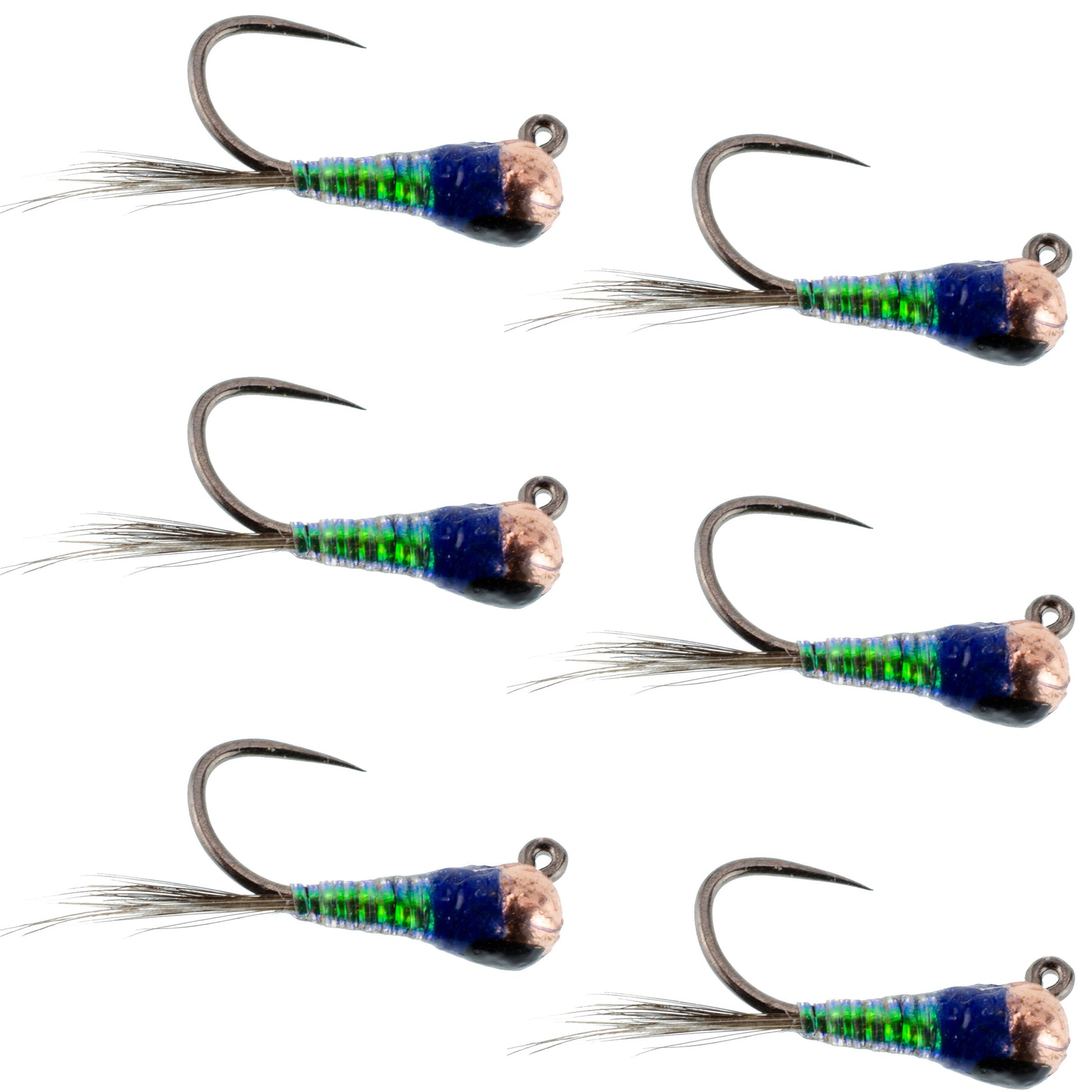 Premium Tungsten Bead Tactical Jig Flies - Spanish Perdigon Nymphs (Size 16, Set of 6) - Korvel
