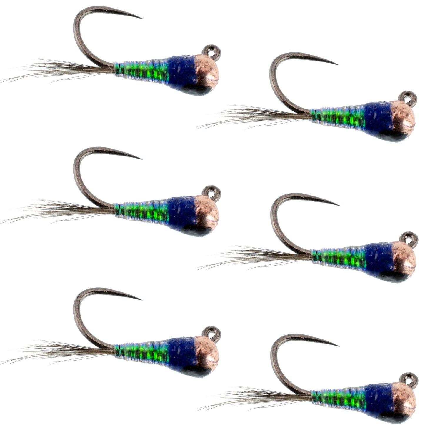 Premium Tungsten Bead Tactical Jig Flies - 6 Size 18 Spanish Nymphs for Euro Fishing - Korvel
