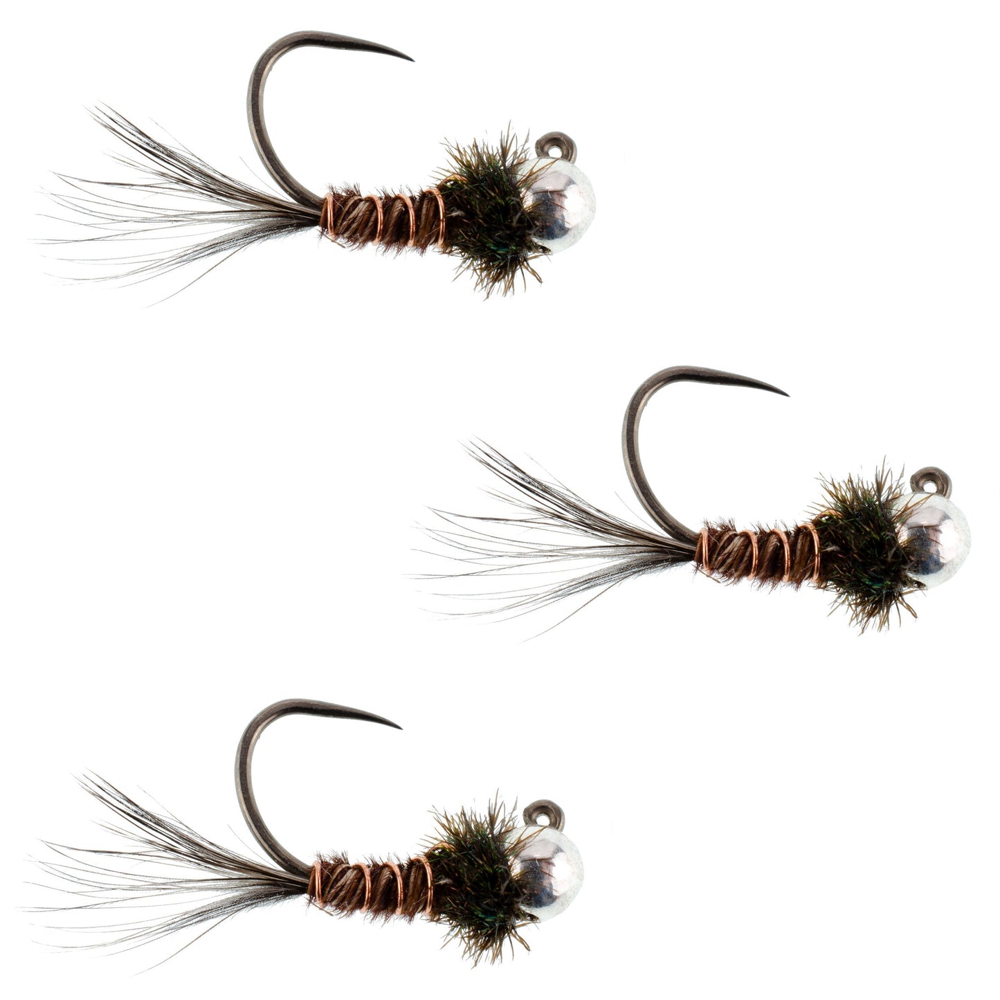 Pack de 3 Nymphe Tactical Jig Pheasant Tail avec Perles en Tungstène - Taille 14
