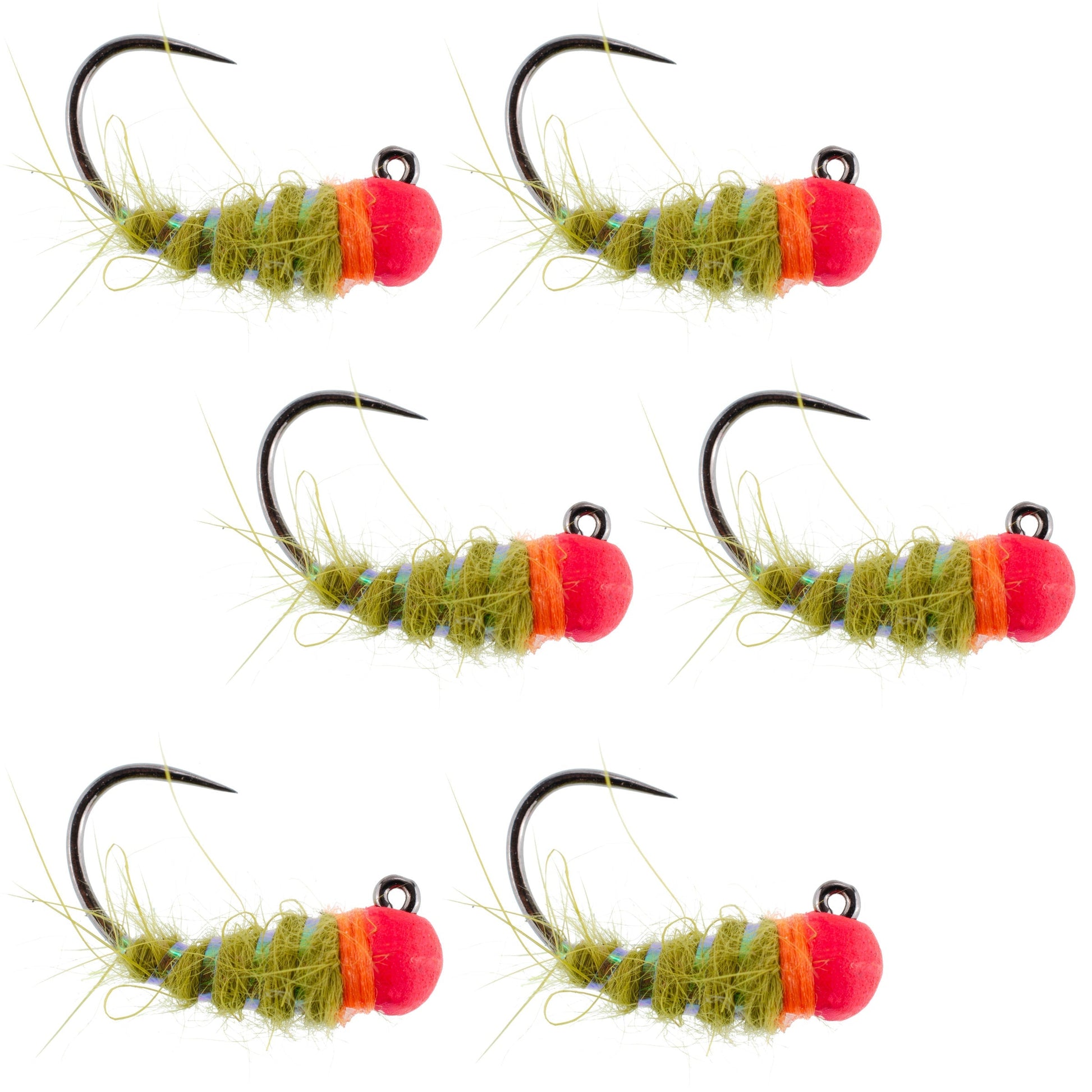 Premium Tungsten Bead Walt's Worm Jig Tactical Nymphs - Set of 6 Size 12 - Korvel