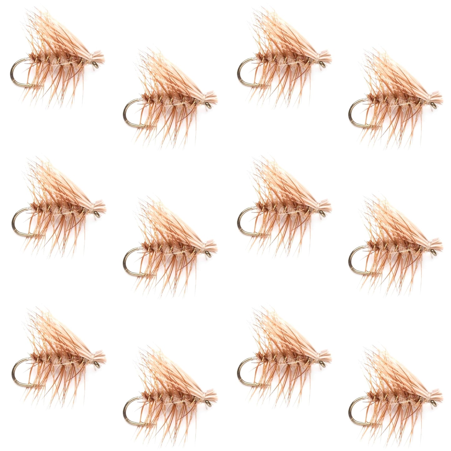 Premium Barbless Elk Hair Caddis Dry Flies - 12 Pack Size 16 - Korvel