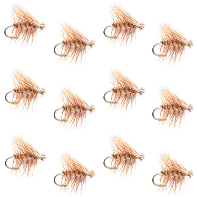 Premium Barbless Elk Hair Caddis Dry Flies - 1 Dozen Size 14 for Trout Fishing - Korvel
