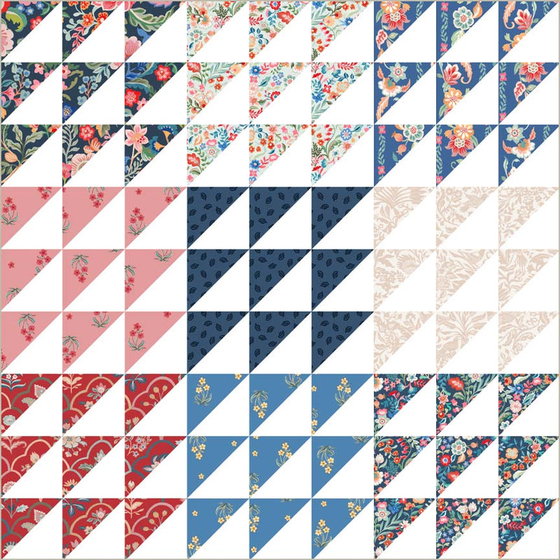 Tela de algodón Tapestry Heirloom Wholecloth Triangles 43”/44” por yarda