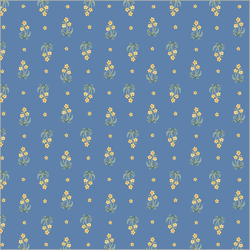 Tapestry Posy Powder Blue Cotton Fabric - 43”/44” Per Yard