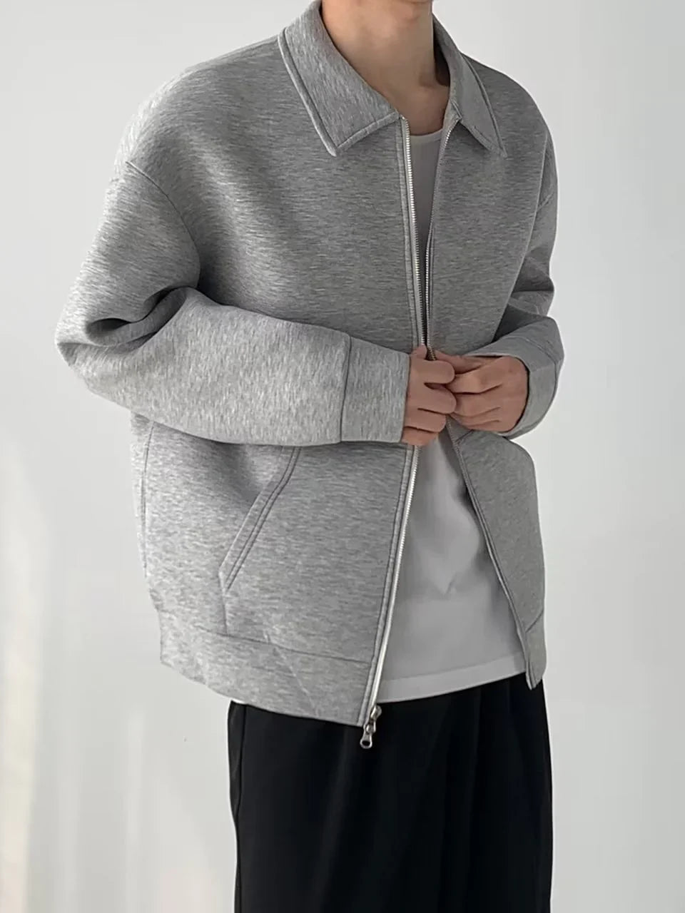 Flip Collar Zipper Coat - Classic Men's Cardigan