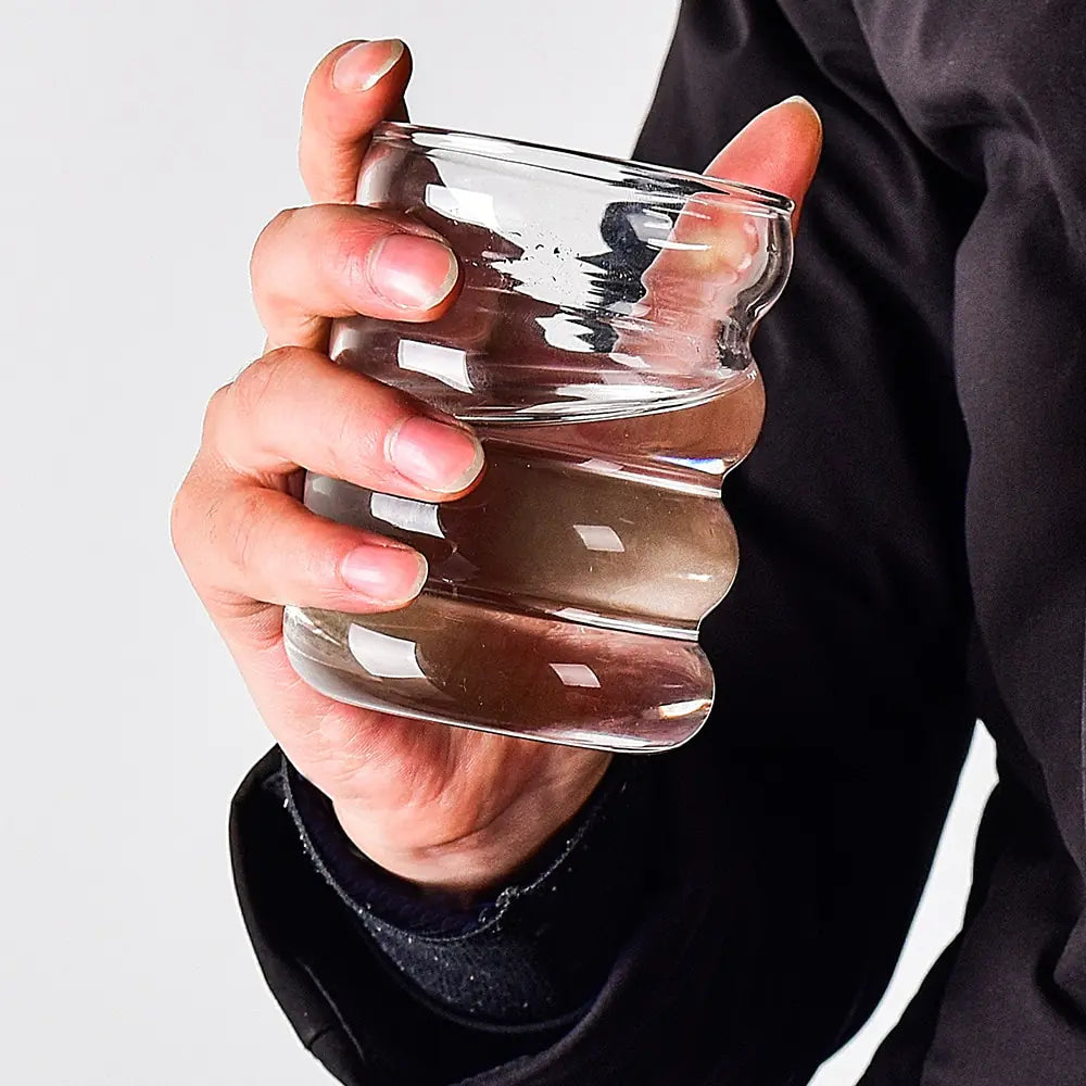 Wave Shape Glass Cup - Elegant Drinkware