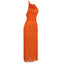 Robe dos nu à col halter avec franges