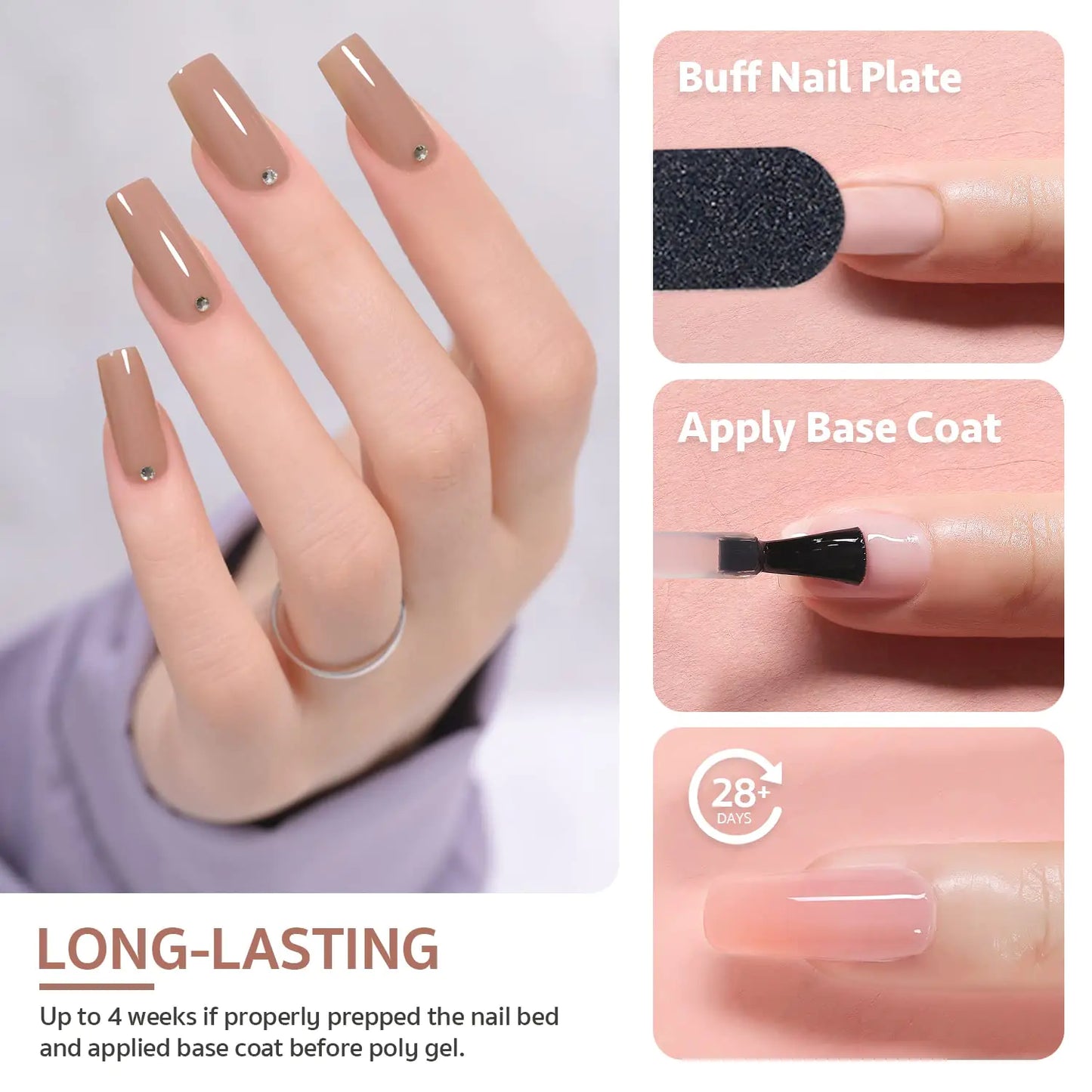 Kit de uñas de gel polimérico GAOY con luz UV - 6 colores para arte de uñas