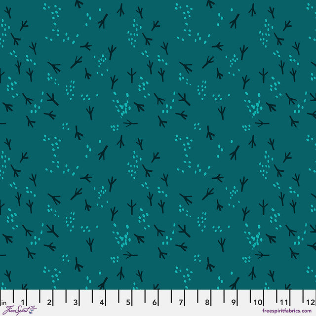 Teal Fancy Feet What the Birds Said Cotton Fabric Per Yard