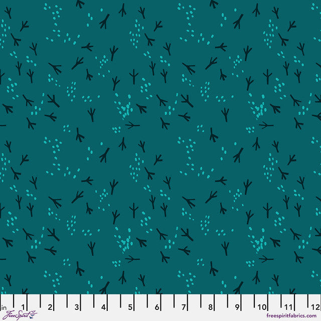 Tissu en coton Teal Fancy Feet What the Birds Said au mètre