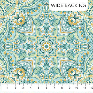 Teal/Multi Mandala Mariposa Wideback Cotton Fabric
