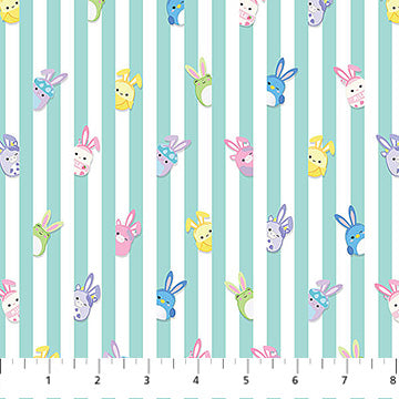 Tissu en coton Squishmallows à rayures teal - 44"/45" par yard