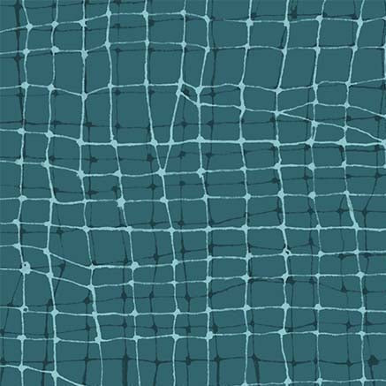 Teal Wiggly Plaid Cotton Fabric - 44"/45" Per Yard