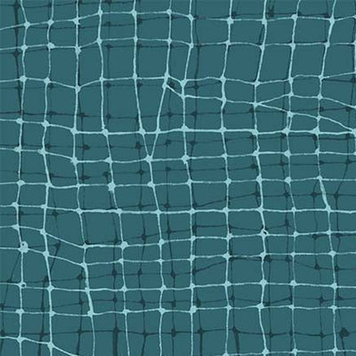 Teal Wiggly Plaid Cotton Fabric - 44"/45" Per Yard