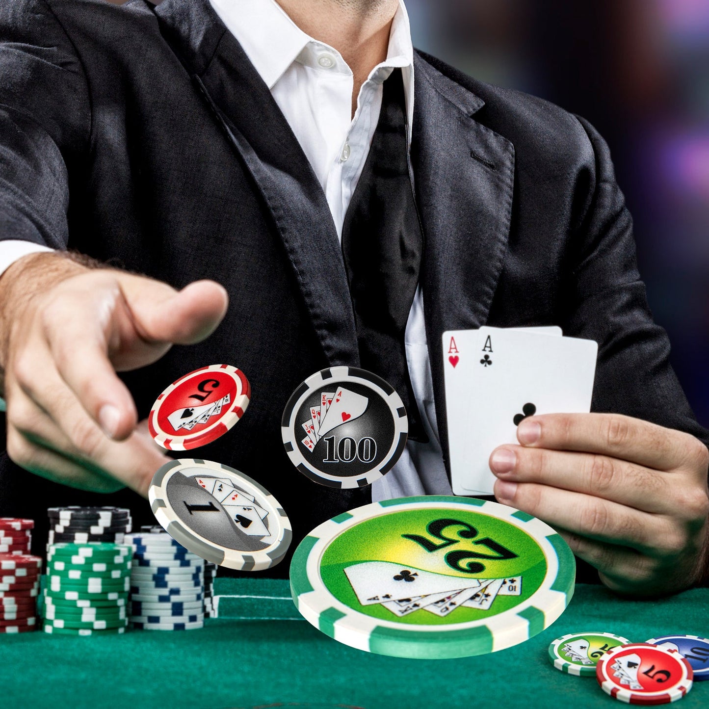 Juego de Fichas de Póker Texas Holdem Premium - 300 Piezas