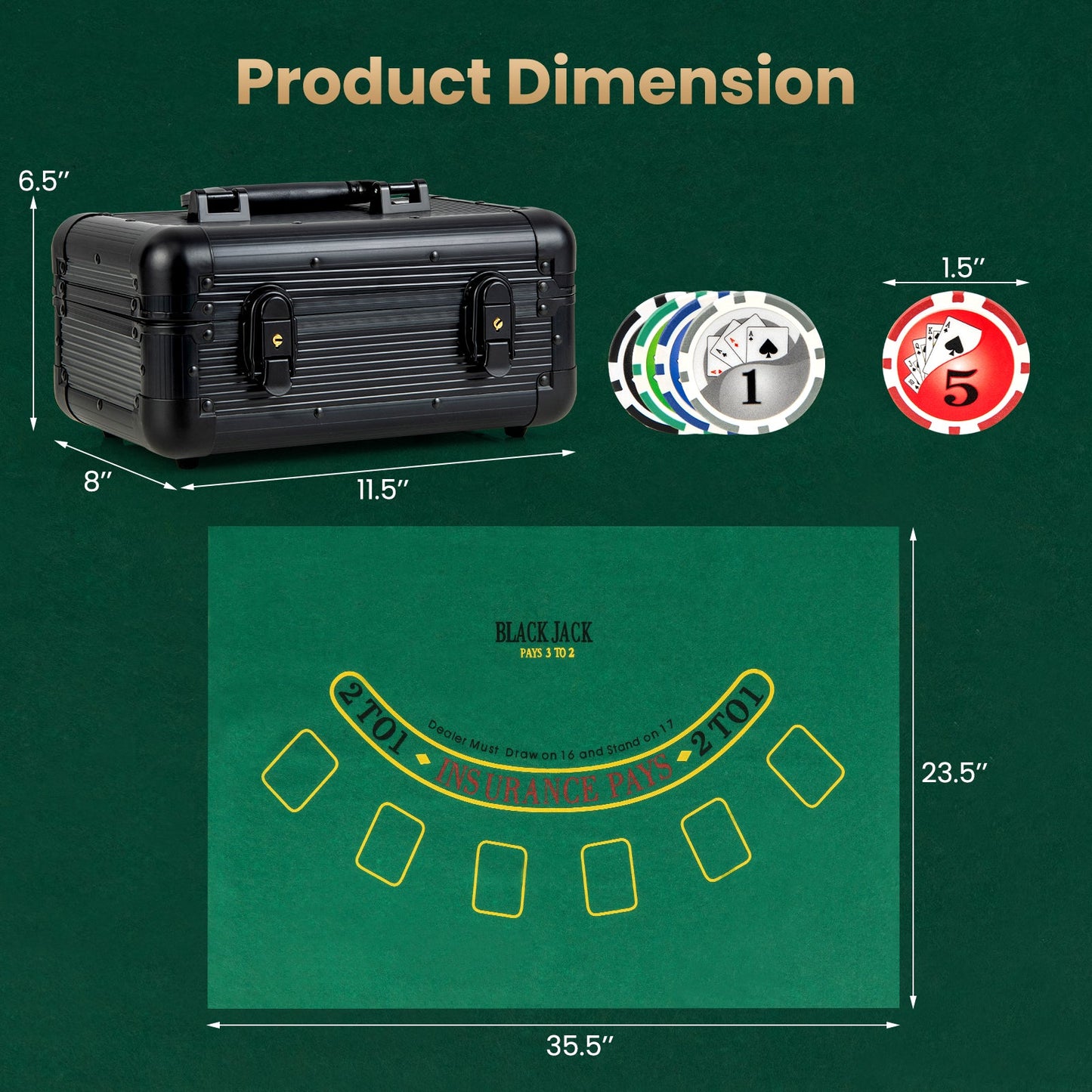 Juego de Fichas de Póker Texas Holdem Premium - 300 Piezas