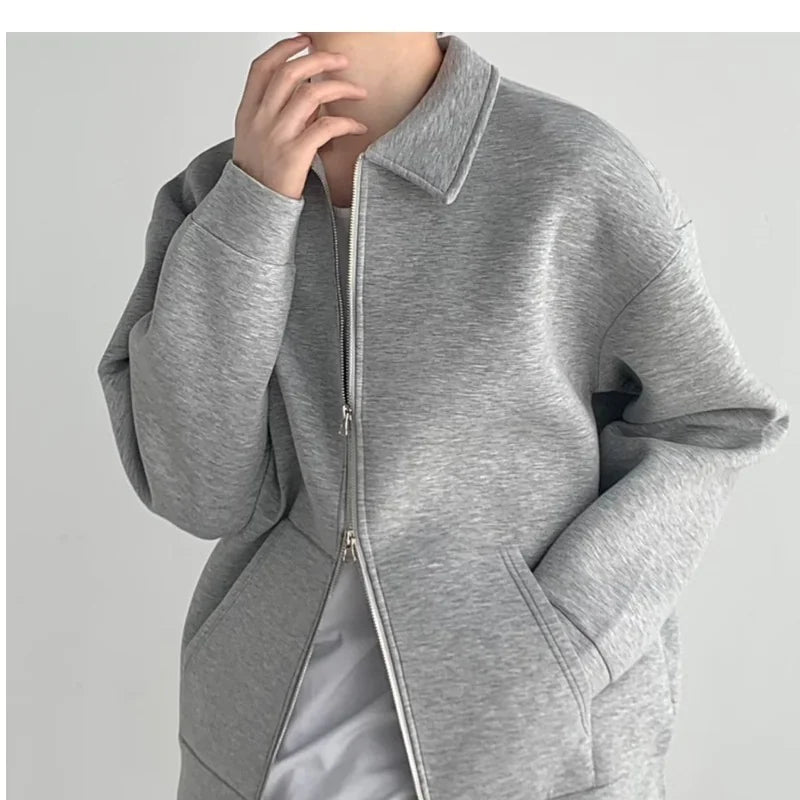 Flip Collar Zipper Coat - Classic Men's Cardigan