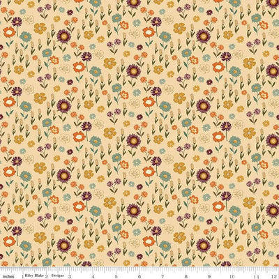 Le tissu en coton floral latte de l'émerveillement de l'automne - 43"/44" par yard