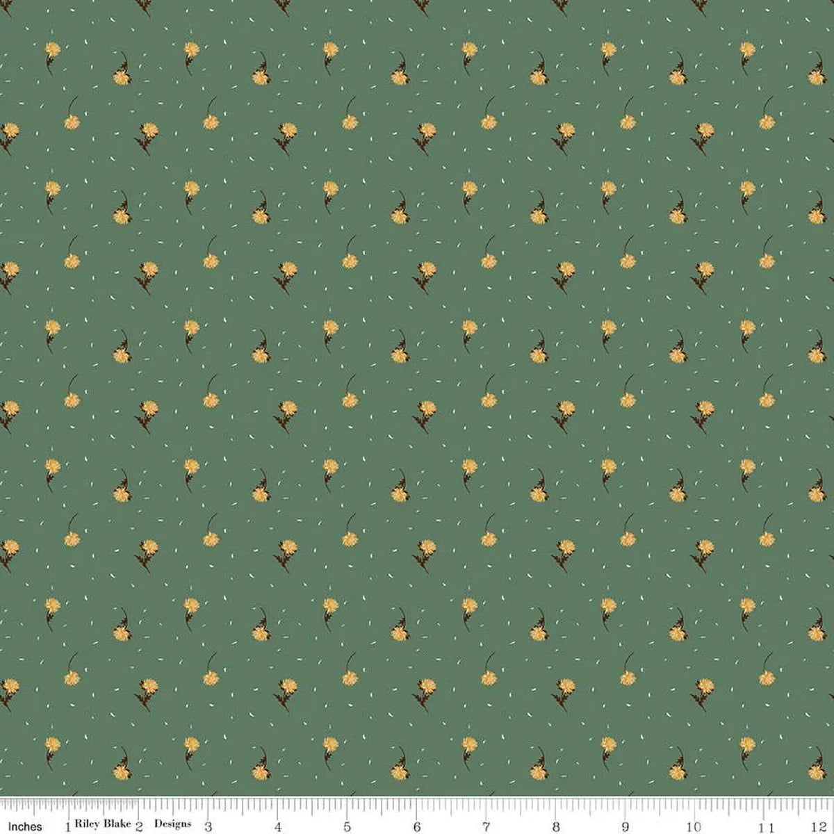 The Awe of Autumn Flower Toss Pine Fabric - 43"/44" Per Yard