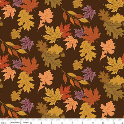 The Awe of Autumn Leaves Brown Cotton Wideback Fabric