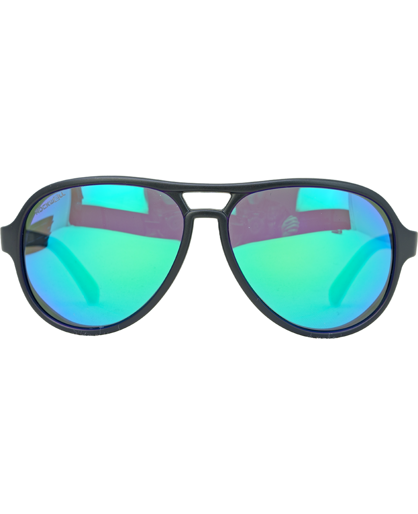 Casino Sunglasses with Black/Green Mirror Polarized Lenses - Korvel