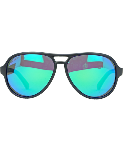 Casino Sunglasses with Black/Green Mirror Polarized Lenses - Korvel