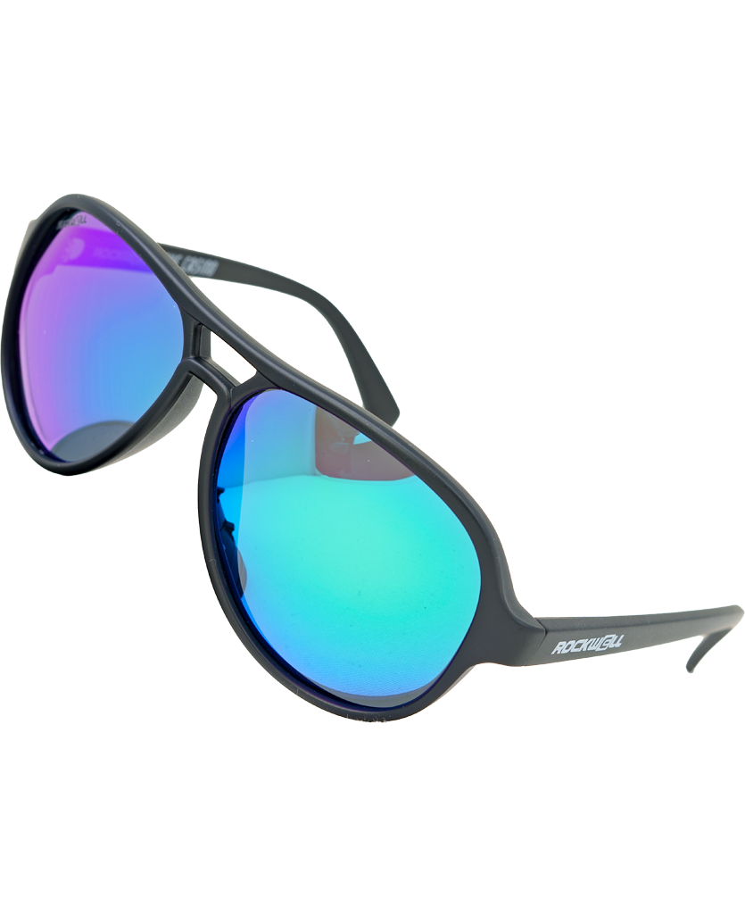 Casino Sunglasses with Black/Green Mirror Polarized Lenses - Korvel