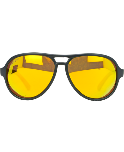Casino Sunglasses - Black Frame with Yellow Mirror Polarized Lenses - Korvel